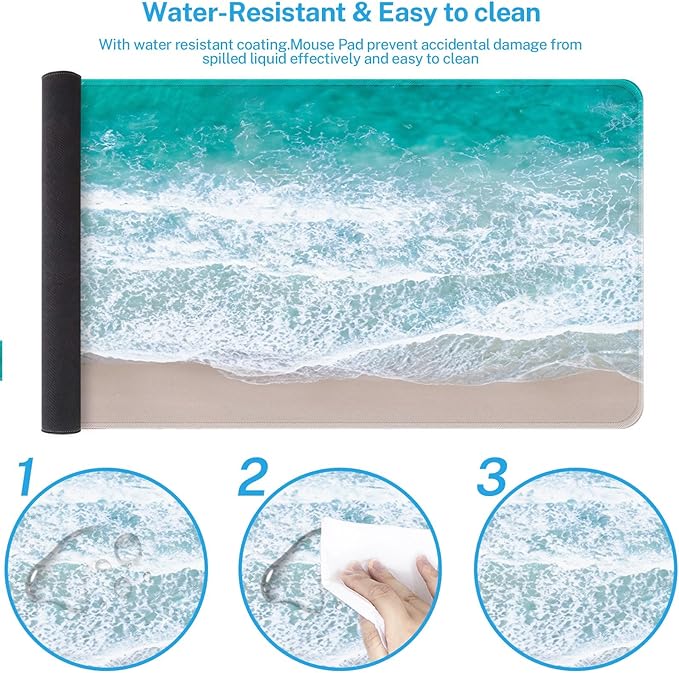 Britimes Large Gaming Mouse Pad Beach Non-Slip Desk Pad Keyboard and Mouse Desk Mat for Gamer, Office & Home, 31.5 x 15.7 in