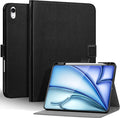 Genuine Leather Case for iPad Air 11" M4 2026/M3 2025/M2 2024, 5th/4th Gen 10.9" | with Pencil Holder and Adjustable Stand, Magnetic Closure, Auto Wake/Sleep Cover | Black
