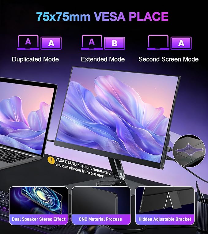 4K Portable Monitor 15.6" 3840x2400 UHD USB-C HDMI 100% NTSC 1500:1 Display, 100% Adobe RGB IPS Computer Gaming HDR Monitor w/Speakers & Kickstand for Laptop Xbox PS5 Switch PC Phone