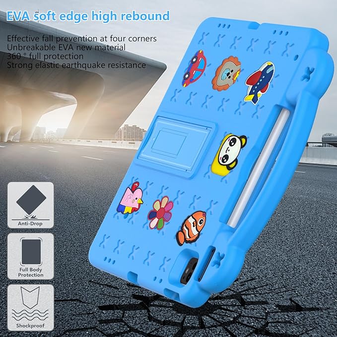 AKABEILA Compatible with Huawei MediaPad M3 Lite S 8.0/Samsung Tab A 8.0 2019 T290/T295/Tab A7 Lite 8.7 T220/T225 2021 Tablet Case, Kids Case with Shoulder Strap & Stand Handle Sky Blue