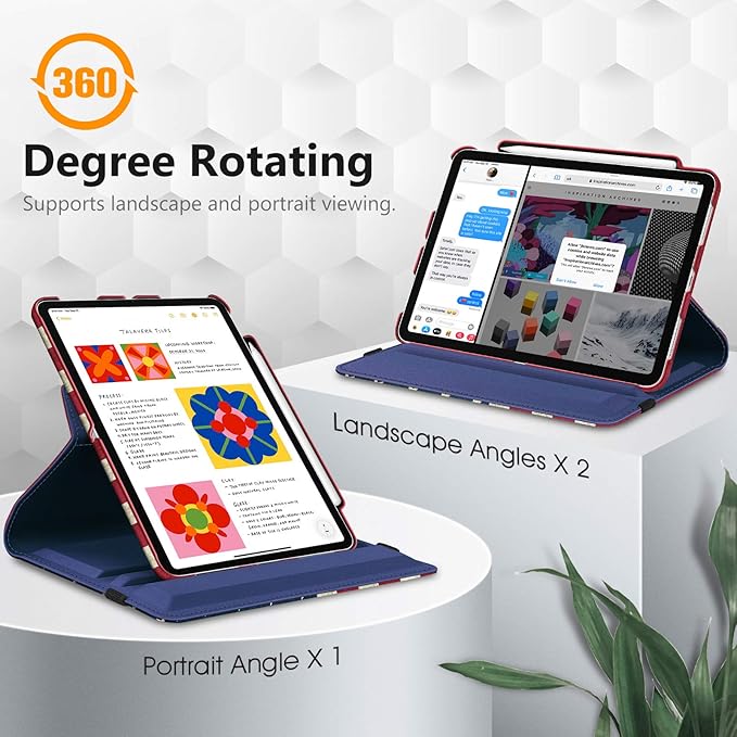 Fintie Rotating Case for iPad Air 11-inch M4/M3/M2 (2026/2025/2024), iPad Air 5th (2022) / 4th Generation 10.9 Inch - 360 Degree Rotating Protective Stand Cover with Pencil Holder, US Flag