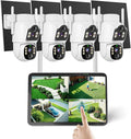 Hiseeu Solar Security Cameras Wireless Outdoor, Auto Tracking Dual-Lens Wireless Cameras for Home Security with 10" Touchscreen, 2.4 & 5GHz WiFi Pro 4 Cam-Kit, 2 Way Audio, 500GB HDD, 0 Monthly Fee