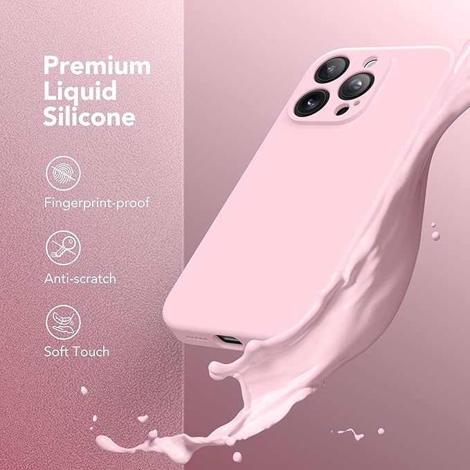 Magnetic for iPhone 13 Pro Max Case, Compatible with MagSafe, [Full Camera Protection][Screen Protector] Silicone Shockproof Protective Phone Case for iPhone 13 Pro Max 6.7", Chalk Pink