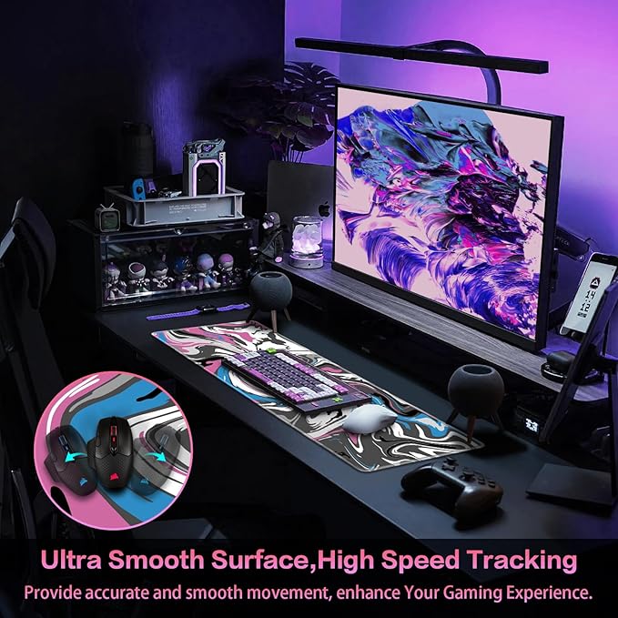 Canjoy Gaming Mouse Pad, Fluid Pattern Mouse Pad 31.5x11.8inch Large Extended Computer Mouse Mat Keyboard Full Desk Mousepad for Gaming, Office, Home