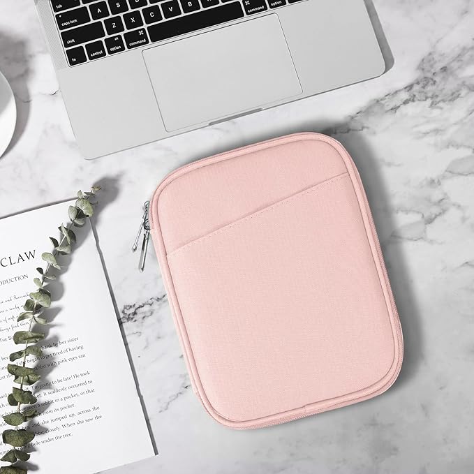 TiMOVO 6-7 Inch Tablet Sleeve for eReader Book Paperwhite/Colorsoft Signature Edition, Protective Sleeve Cover Case with Pocket for E-Reader/Oasis & Kobo Devices, Pink