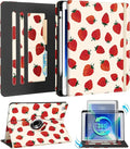 Kidcube for iPad Air 3rd Generation Case/Pro 10.5 Inch Case - Women Girls Kids Cute Rotating Stand Folio Cover with Pencil Holder & Card Slot Pretty Strawberry Design Cover for iPad Pro 10.5''/Air 3rd