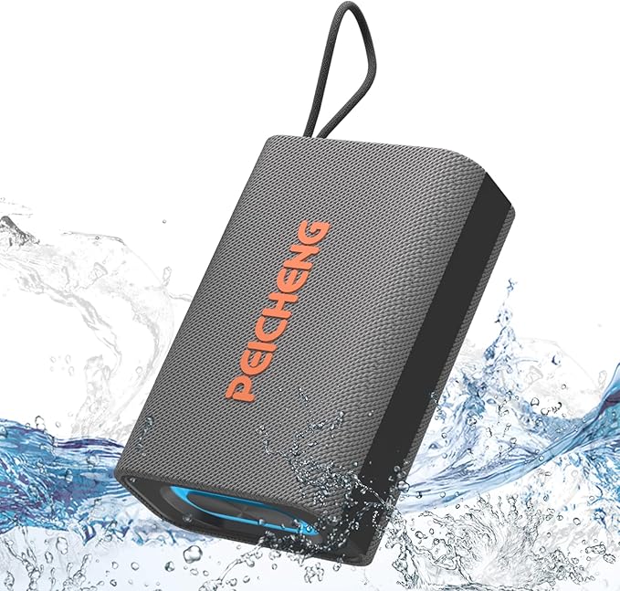 PEICHENG Speaker, Portable Wireless Bluetooth Speakers, Waterproof Loud Stereo Sound with RGB Lights TWS Paire Long Playtime for Home/Party/Outdoor, Electronic Gadgets (1PCS, Gray)