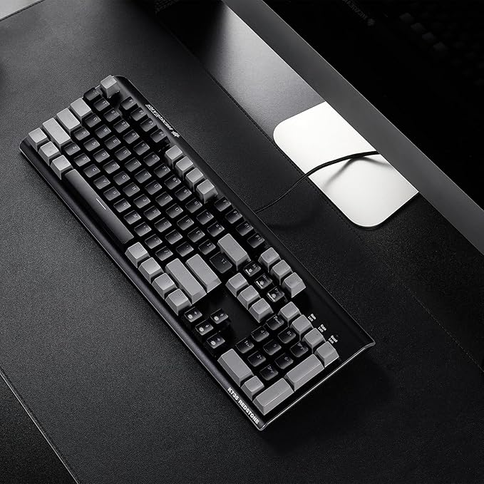 Hexgears GK735 Wired Full Size Mechanical Keyboard, Aluminum Housing Built for Gamers w/Kailh Box White Switch, White Backlit + Surrounded by RGB Light Strip, 104 Keys Gaming Keyboard for PC/Mac