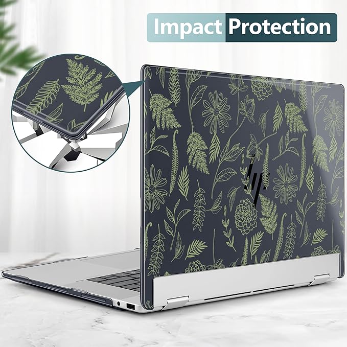 Premium Crystal Case for HP Envy x360 16-inch 2-in-1 Laptop 2024 2025 Release, Floral Patterns Ultra-Slim Lightweight Scratch-Resistant Clear Hard Shell with Professional Protection, Plant Branches