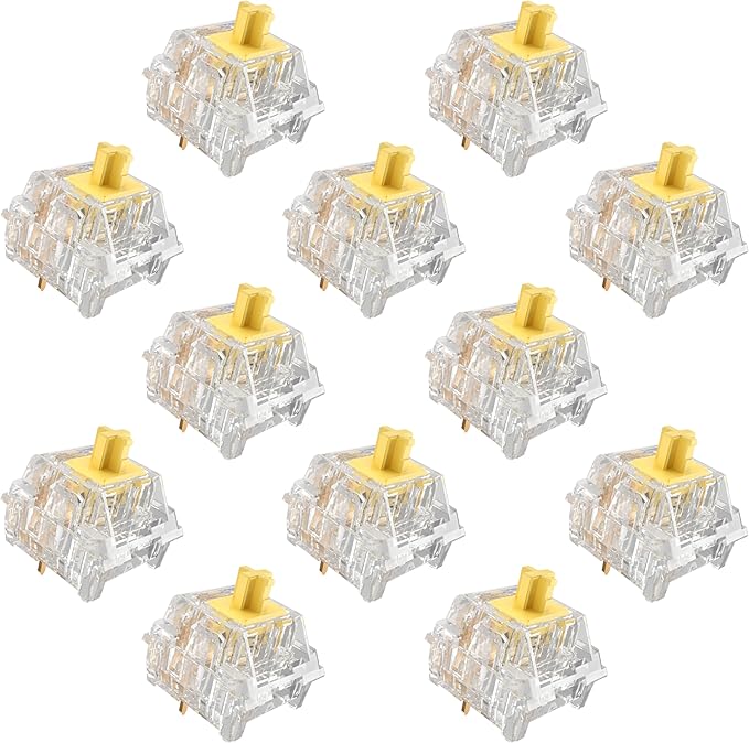 Zhouwang Crystal Yellow Switch Mechanical Keyboard Replacement,3 Pin Linear/Accurate Typing/Dustproof/RGB Transparent Gaming Keyboard Switches(72Pcs)