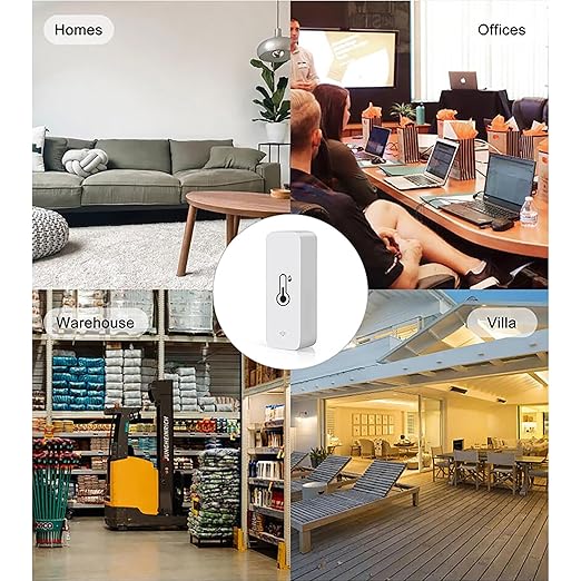 Tuya Smart Wireless Battery Powered Humidity and Temperature Sensor, Free Data Storage Export, Long-Lasting for Home/Basement/Baby Room, Alexa Compatible, Real-Time Alerts via App (4 Pack)