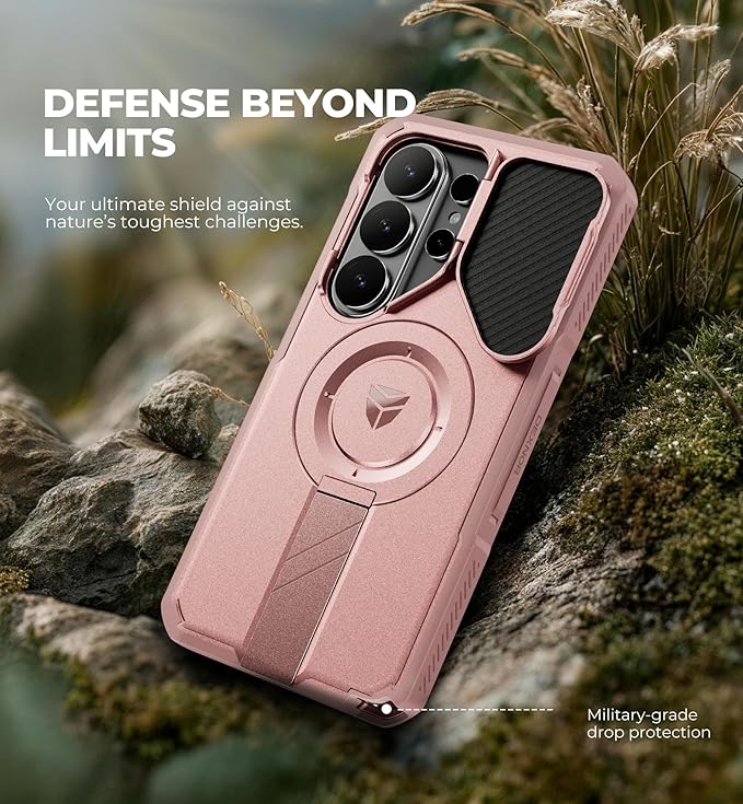 Dexnor for Samsung Galaxy S26 Ultra Case with Camera Cover & Adjustable Kickstand & Screen Protector, Compatible with MagSafe, Rugged Shockproof Bumper Cases Magnetic Protective Cover(2026),Peony Pink