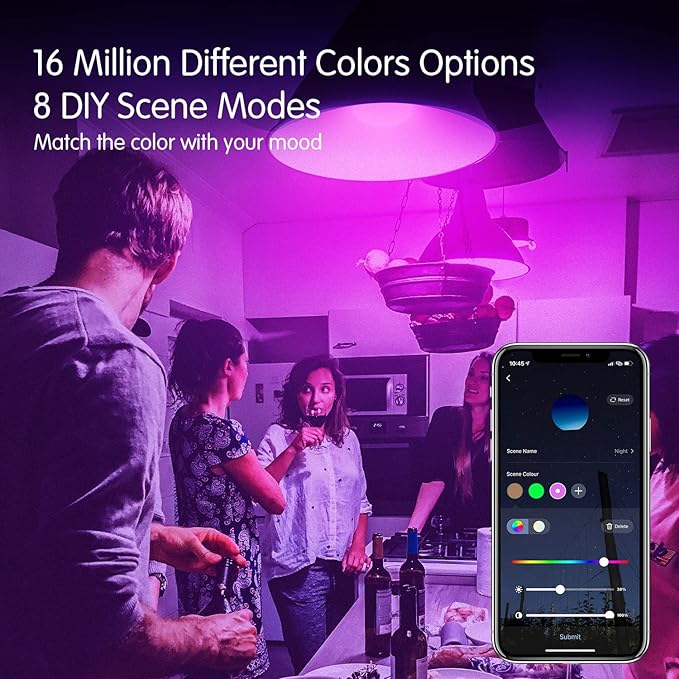 DAYBETTER WiFi Color Changing Smart Bulbs, Alexa & Google Home Compatible, Music Sync, A19/E26 9W 810LM Smart Home Lighting, 2 Pack