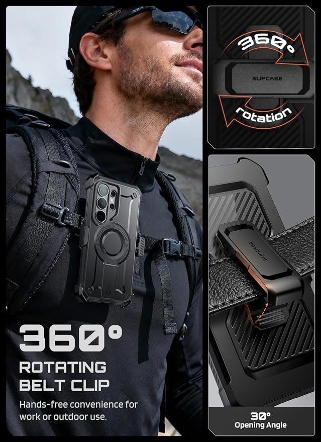 SUPCASE for Samsung Galaxy S26 Ultra Case with Stand, Military-Grade Drop Protection, Compatible with Wireless Charging/MagSafe, Built-in Screen Protector & Front Frame – UB Pro Mag, Black