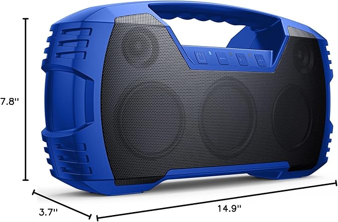 IPX7 Waterproof Outdoor Bluetooth Speaker, Wireless, 90W(Peak), 32H Playtime, Floating Design, Deep Bass & Loud Stereo Sound, Portable with Handle, Rugged for Pool, Beach, Kayaking, Hiking, Blue