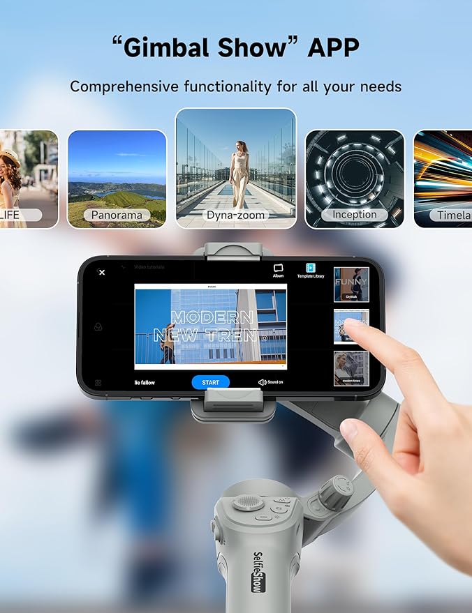 Gimbal Stabilizer for Smartphones, 3-Axis Phone Gimbal, Intelligent Gimbals with Face/Object Tracking, Portable and Foldable, Vlogging Stabilizer for Android and iPhone 15 14 13 12, YouTube TikTok