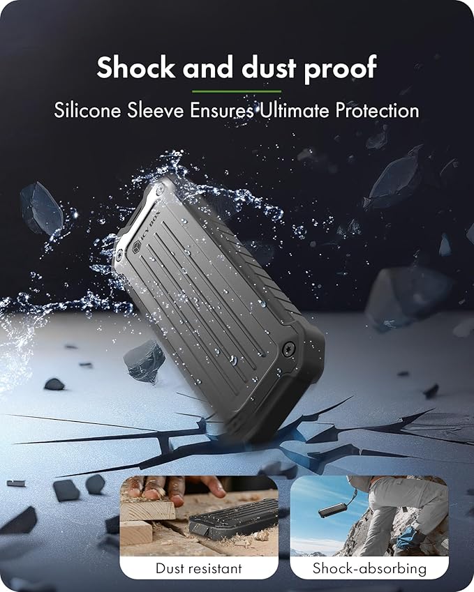 ICY BOX M.2 NVMe & SATA SSD Enclosure, External Adaptor with USB 3.2 Gen 2 Type-C 10Gbps, Dust & Shock-Proof, Supports M-Key & B+M-Key SSDs (2230 to 2280), Up to 4TB, Portable with Lanyard for Travel