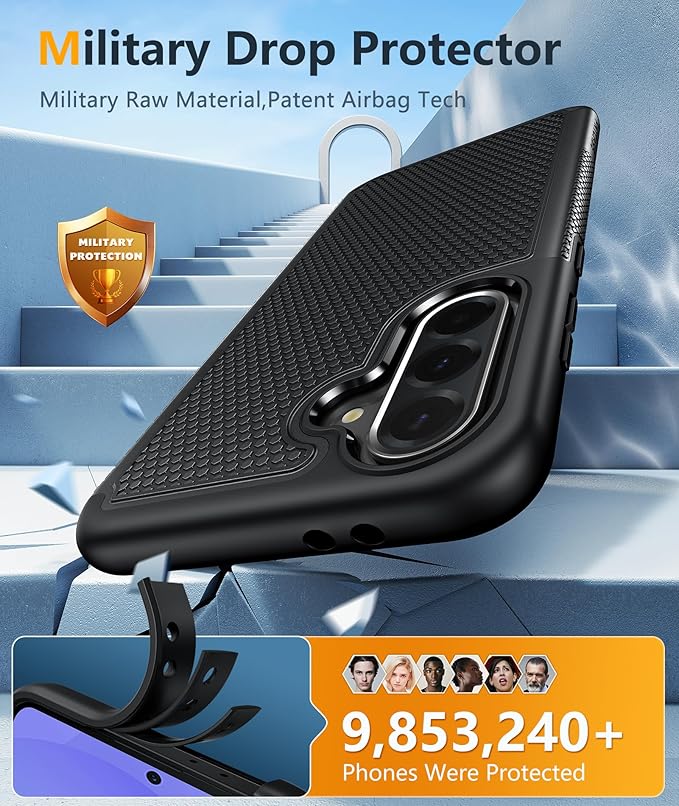 FNTCASE for Galaxy A36-5G Phone Case: Samsung A36 5G Magnetic Cover [Fit for Magsafe] with Screen Protector, Anti-Slip Textured, TPU+PC Dual Layer Shockproof, Military Grade Drop Protection (Black)