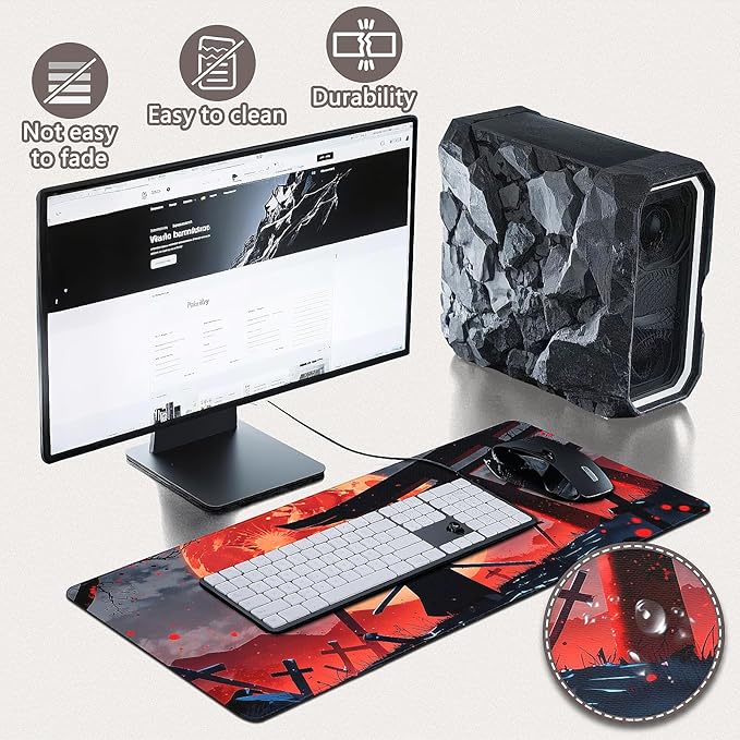 Gaming Mouse Pad - (31.5"×11.8") Japanese Samurai Large Mouse Pads for Desk - Desk Mat for Keyboard and Mouse with Non-Slip Base, Desks Pad Matfor Game/Office & Home
