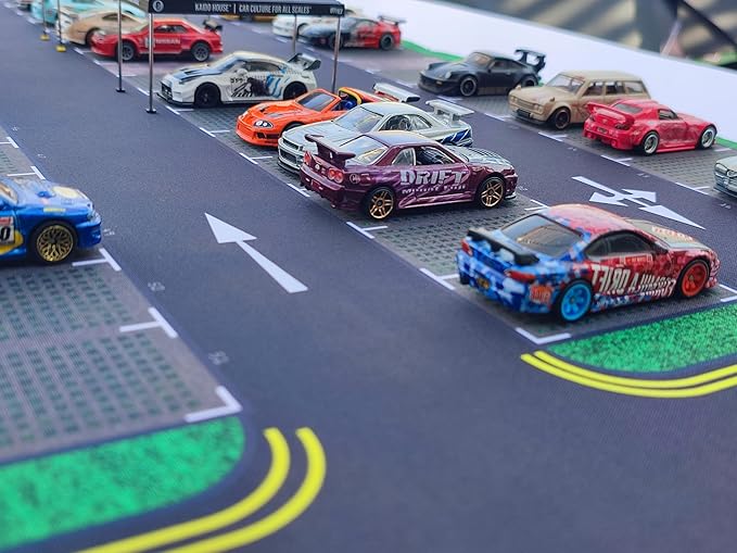 XXL 1/64 Scale Parking Lot Mouse Pad 90x40cm Non-Slip Rollable Desk Mat | Large Diorama Playmat for Hot Wheels, Matchbox, Mini GT, Tarmac, Inno64 and Diecast Car Collectors, Kids and Gamers