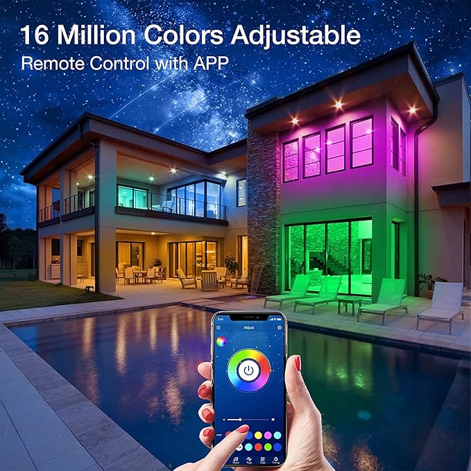 PHOPOLLO Bluetooth Led Strip Lights 50ft 5050 RGB Color Changing LED Lights for Bedroom, Kitchen Decoration, App Control and Music Sync.
