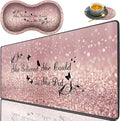 3 Piece Mouse Pad Set with Stitched Edge Large Anti-Slip Mouse Pad Desk Pad Keyboard Pad + Wrist Rest Pad + Coaster, Memory Foam Wrist Rest for Office/Home - She Believed She Could So She Did