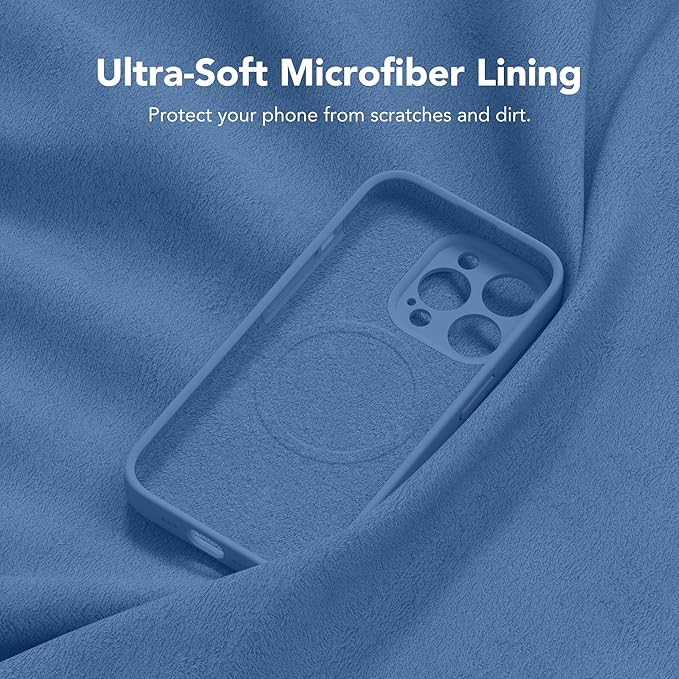 Magnetic for iPhone 13 Pro Case, Compatible with MagSafe, [Full Camera Protection][Screen Protector] Silicone Shockproof Protective Phone Case for iPhone 13 Pro 6.1", Lake Blue