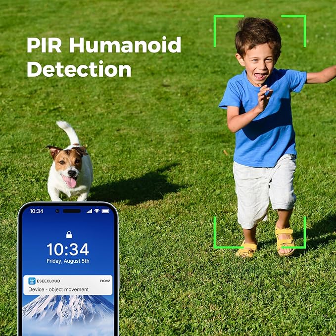 Hiseeu Solar Security Camera Outdoor, 4MP Wireless WiFi Camera, PTZ 360° View, PIR Motion Detection, Color Night Vision, IP66, 2-Way Audio, Compatible with Alexa (2PCS)