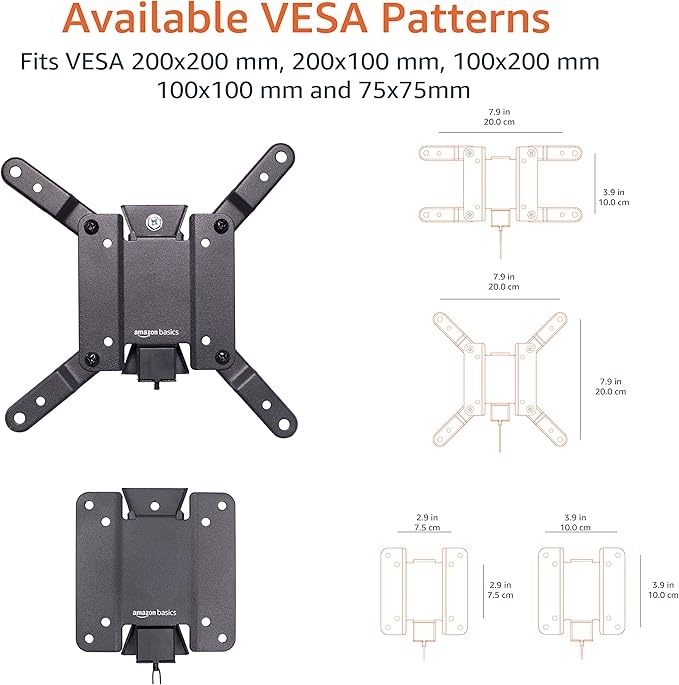 Amazon Basics Tilting TV Wall Mount for Wood Studs, Fits 12-40 inch TVs up to 40 lbs, VESA 200x200, Black