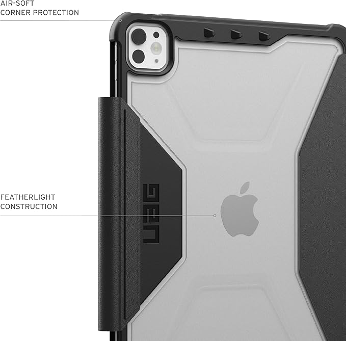 URBAN ARMOR GEAR UAG Designed for iPad Pro 11" Case M5 2025 6th Gen, M4 2024 5th Gen A3357 A3358 A3359, Rugged Transparent Clear Folio Cover w/Pencil Holder & Multiple Angle Stand, Plyo Black/Ice