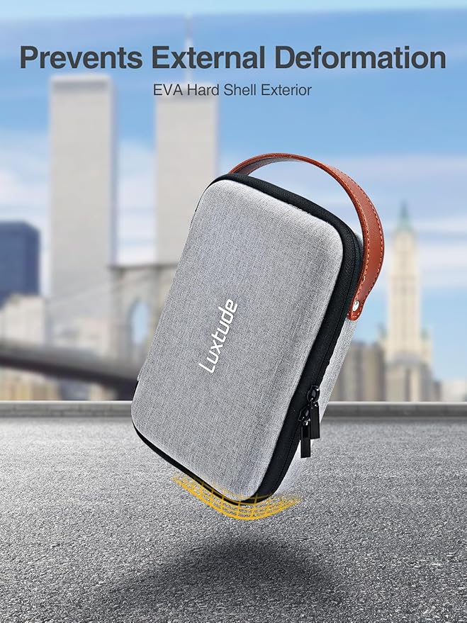 Luxtude Electronic Organizer Travel Case, Portable Tech Organizers, Hard Charger Organizer, Travel Cable Organizers, Tech Bag (Single-Layer, Grey, Small)