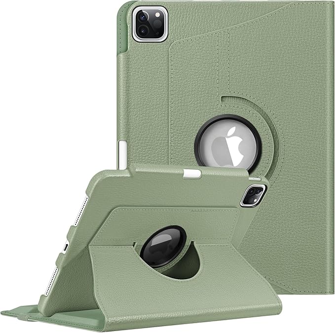 Fintie Rotating Case for iPad Pro 11-inch (4th / 3rd Generation) 2022/2021-360 Degree Swiveling Stand Cover w/Pencil Holder, Auto Sleep/Wake, Also Fit iPad Pro 11" 2nd/1st Gen, Sage Green
