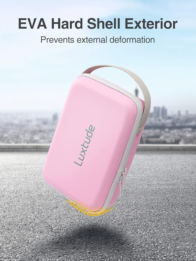 Luxtude Electronic Organizer Travel Case, Portable Tech Organizers, Hard Charger Organizer, Travel Cable Organizers, Tech Bag (Single-Layer, Pink, Small)