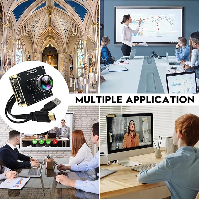 HDMI 60fps USB Camera 4K High Speed USB3.0 Camera for Worship Conference Monitor Type-C HDMI Simultaneous Output PC Camera for Computer with 120Degree No Distortion Lens 2X Digital Zoom Webcam