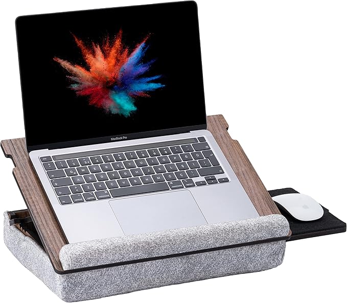 Vigo Wood Lap Desk for Laptop - Laptop Tray with Cushion, Portable Lap Desk for Lap, Adjustable Lapdesk, Couch Lap top Table for Work, Ergonomic Lap top Stand for Bed