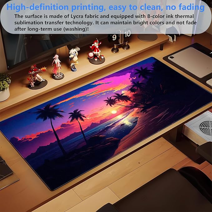 Sunset Beach Gaming Mouse Pad for Desk, Fantasy Ocean Art Desk mat Extended Large Desk Pad ，XXL Mouse pad for Home or Office Computer Laptop 31.5 X 15.7 inch