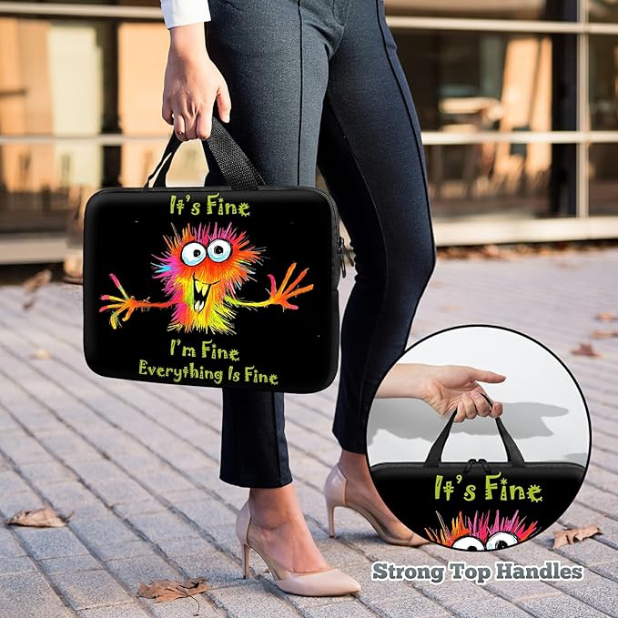 Laptop Sleeve Case Bag 15 inch, Colorful Little Monsters Slim Carrying Case Handbag Travel Laptop Bag for 15 inch MacBook Air M3/M2/15 Pro/Surface Laptop 7/6/5/4/3/ Dell XPS 15 Plus