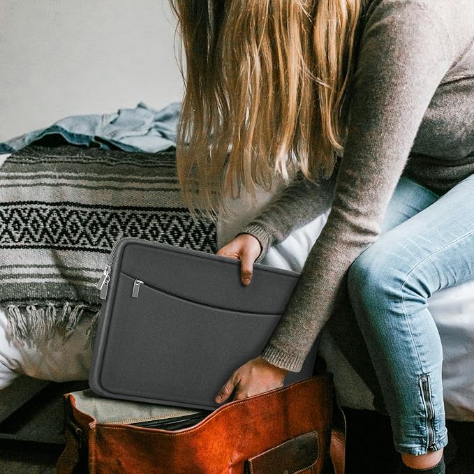 Laptop Case 15.6 inch, Shockproof Protective Laptop Cover Carrying Computer Bag with Accessory Pocket Portable Computer Sleeve Compatible with HP, Dell, Lenovo, Asus, Grey