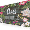 Keyboard Pad Floral Desktop Pad Big Mouse Pads XXL Mouse Pad Gaming Mouse Mat Waterproof Non-Slip Rubber Base 35.4 X 15.7 for Game Office, Chaos Coordinator Motivational Quote