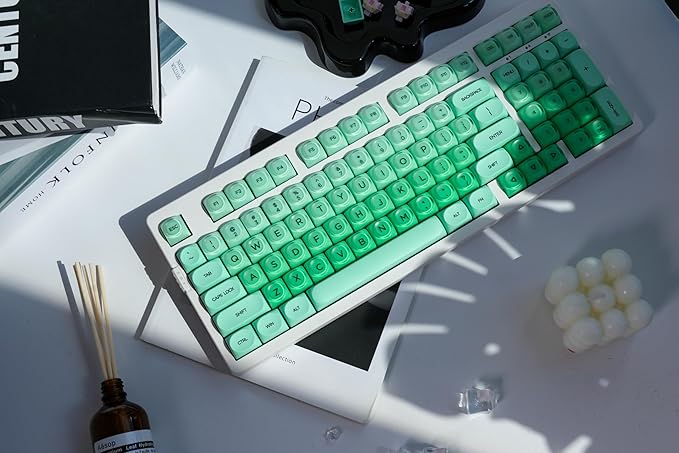ZORNHER ZH980 Foundation Mechanical Keyboard,95% Green Creamy Keyboard with Number Pad,Girly Gaming Keyboard Full Size,Cute Jelly MOA Round Translucent Clear Keycaps,Creamy Sounding Linear Switches
