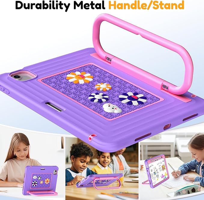 KAIJIAbox Kids-Friendly Case for iPad Air 11" M4/M3/M2, Pro 11" 4th/3rd/2nd/1st Gen, Air 5th/4th - Military-Grade Drop Protection with Metal Handle/Stand, Screen Protector, Pen Holder, Shoulder Strap