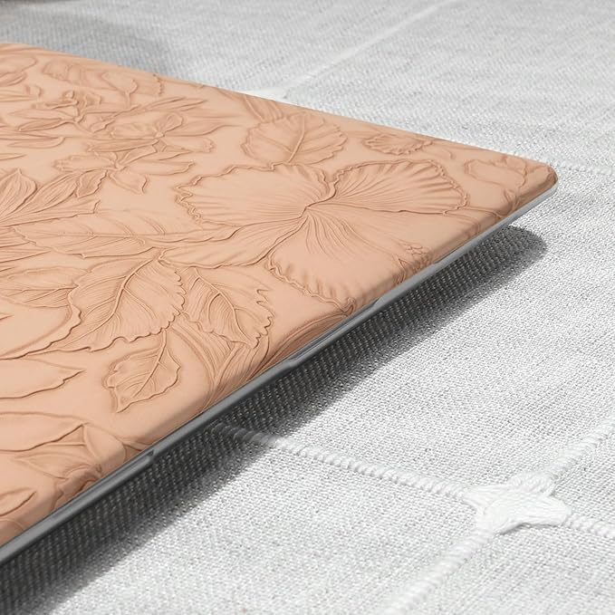iCasso for MacBook Air 13 Inch Case M5 2026 2025-2022 A3449 M4 A3240 M3 A3113 M2 A2681, Retro Leather Hard Shell Case for MacBook Air 13.6 Inch+Keyboard Cover+Screen Protector, Pink Embossed Floral