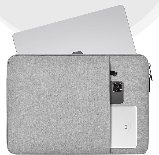 14 inch Laptop Sleeve Case for HP Lenovo Dell ASUS Acer Chromebook 14, HP Stream 14, Dell XPS 15, Inspiron 14, Lenovo ideapad 14, Asus Zenbook 14, Razer Blade 15 Water-Resistant Computer Bag -Grey
