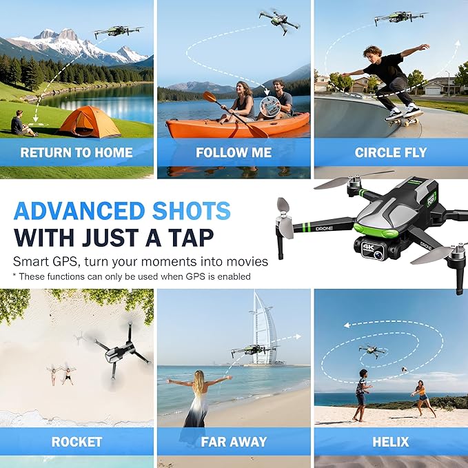 GPS Drones with Camera for Adults 4K, 100-Min Flight Time, 5.7" FPV Screen, Long Range Video Transmission, RC Quadcopter, GPS Follow, Auto Return, Beginner Mode, Foldable RC Drones with 2 Batteries