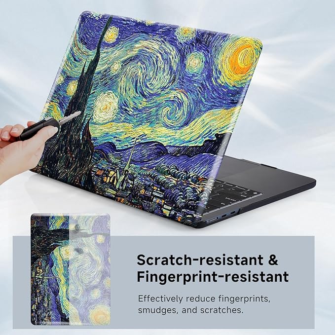 Funut for MacBook Air 13 inch M5 2026 2025-2022 M4 M3 M2 A3449 A3240 A3113 A2681, Plastic Laptop Hard Shell Case & Keyboard Cover for M2 M3 M4 M5 MacBook Air 13 inch, Van Gogh Starry Sky