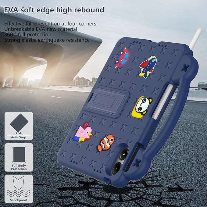 AKABEILA Compatible with Apple iPad Pro 12.9(2018/2020/2021/2022)/Air 13(2026) M4(2025) M3(2024)/Pro 13(2025) M5(2024) Tablet Case, Cases with Shoulder Strap & Stand Handle & Pen Tray Navy Blue