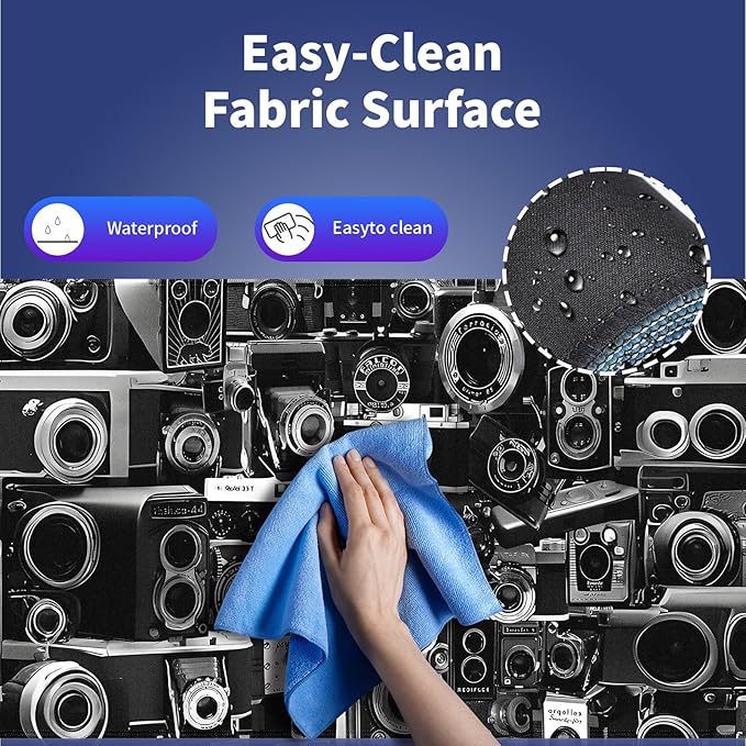 Extra Large Gaming & Office Mouse Pad (31.5" x 11.8") – Retro Camera Collection Montage Design, Premium Anti-Slip XXL Desk Mat with Durable Stitched Edges