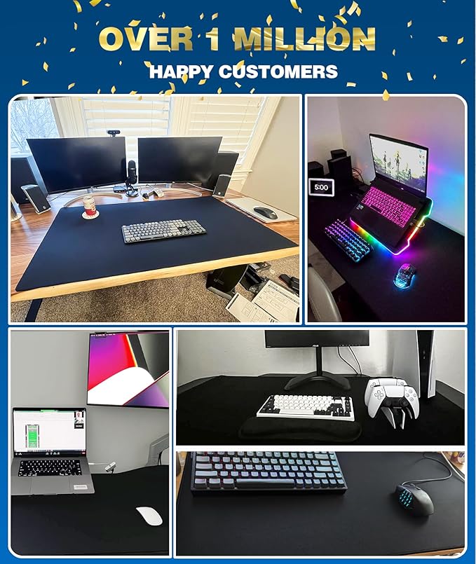 KTRIO Oversized Gaming Mouse Pad Desk Mat, Micro-Weave Cloth for Precise Control, Non-Slip Rubber Base, Stitched Edges, Water-Resistant, Full Desk Coverage for Gamer, Office & Home, 47.3 x 23.6 in