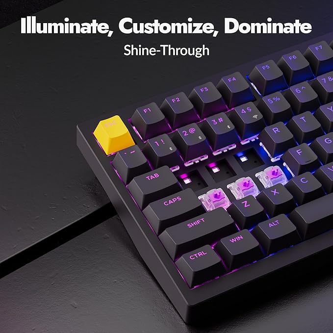 LEMOKEY P1 HE 75% Wireless Custom Mechanical Gaming Keyboard with Gateron Double-Rail Magnetic Switches Knob Version, QMK 2.4 GHz Bluetooth 5.2 RGB Backlight Compatible with Mac Windows Linux-Black