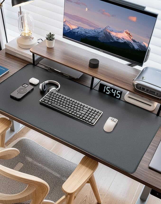 Reniteco Waterproof Large Gaming Mouse Pad with Durable Stitched Edges, Non-Slip Rubber Base, Grainy Jacquard Mouse Mat Desk Pad for Home Office Gaming, 27.6"x11.8"x0.12", Matte Gray